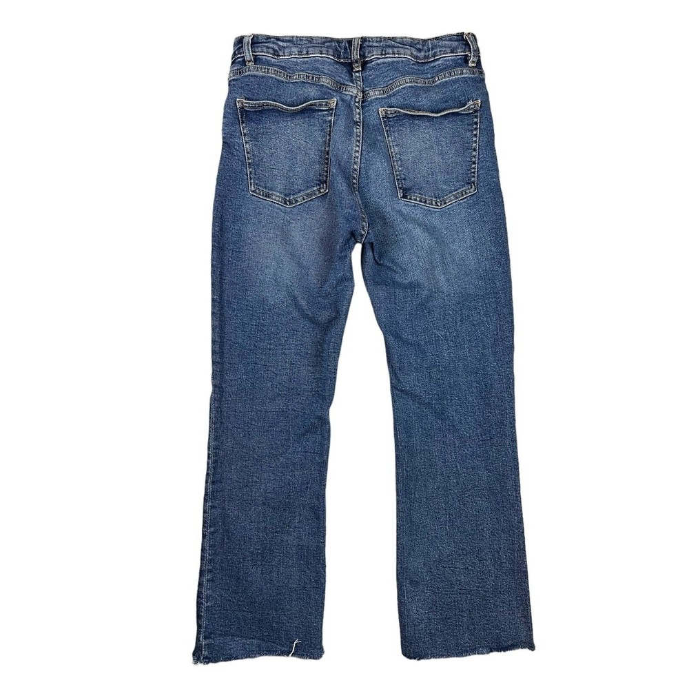 Zara Women's High-Rise Cropped Straight Leg Zip Fly Jeans w Raw Hem - Size US 8 - Picture 2 of 8